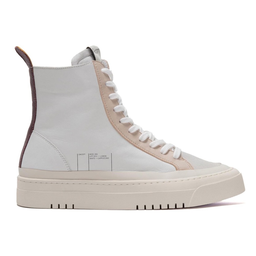 Stylish Oncept White and Tan High-Top Sneakers